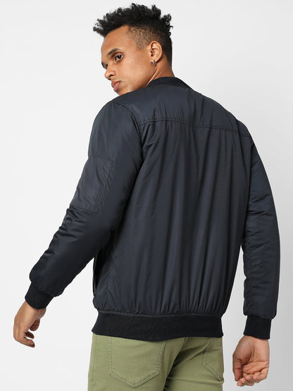 Zip-Front Puffer Jacket With Ribbed Hem