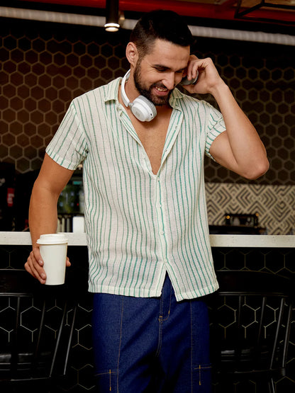 Unbalanced Striped Woven Shirt