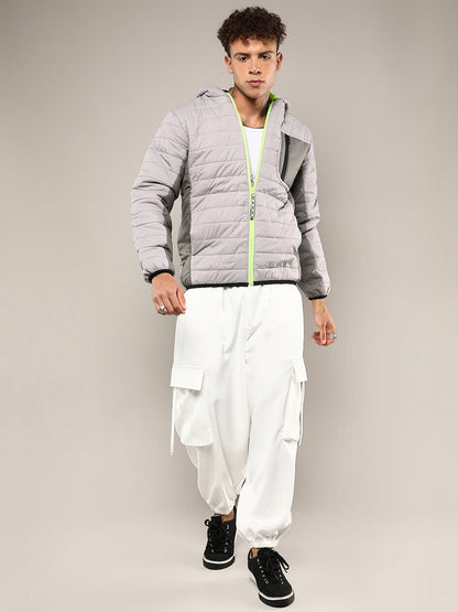 Puffer Jacket With Contrast Zipper
