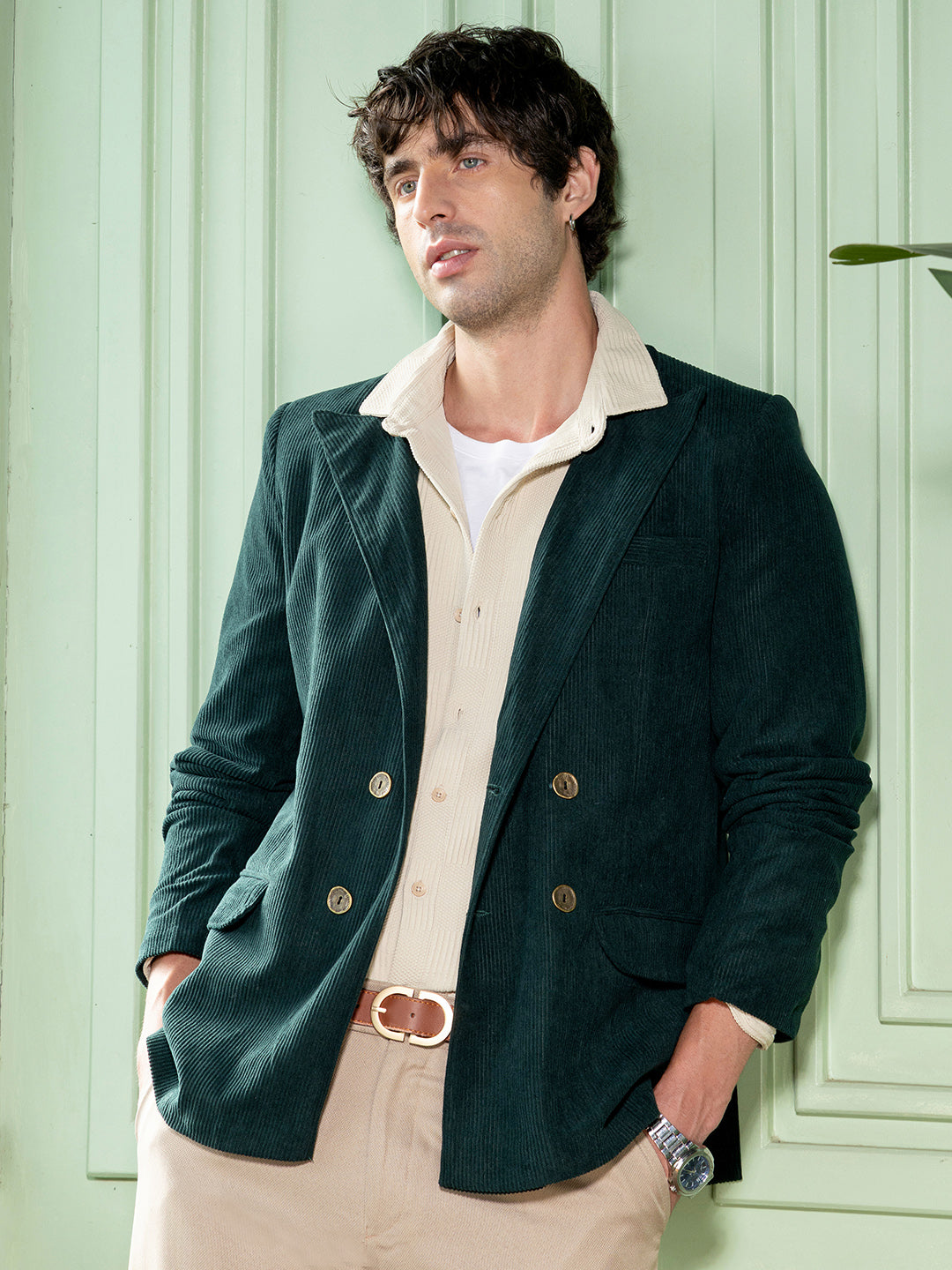 Double-Breasted Corduroy Blazer