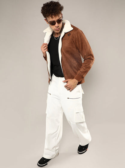 Zip-Front Jacket With Fleece Detail