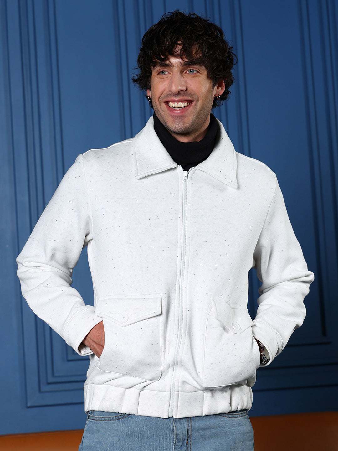 Zip-Front Knit Jacket
