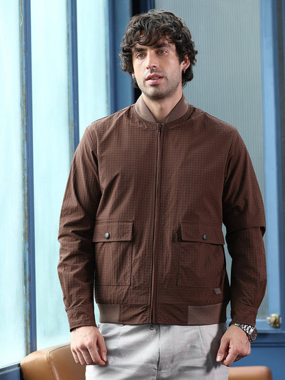 Zip-Front Waffle Bomber Jacket
