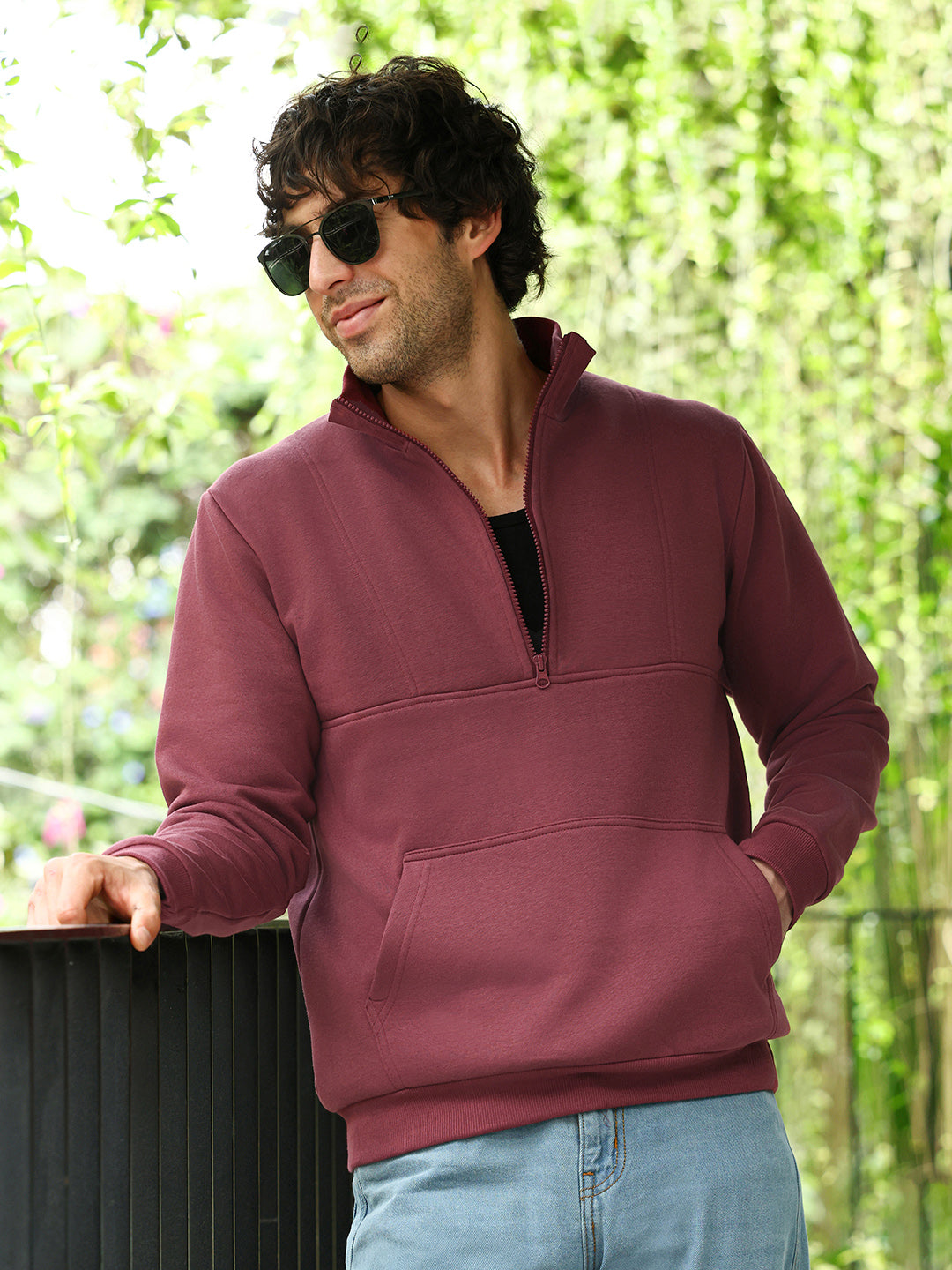 Panel-Stitch Knit Sweatshirt
