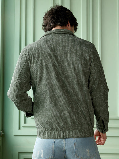 Faded-Corduroy Utility Bomber Jacket
