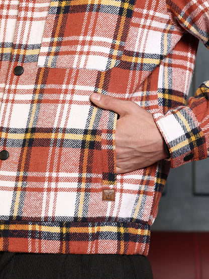 Twill-Plaid Utility Bomber Jacket