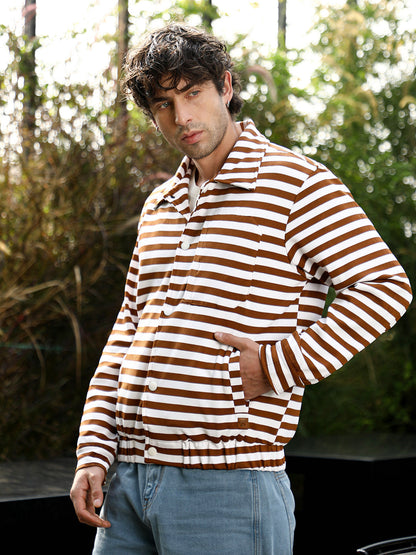 Candy-Striped Utility Bomber Jacket