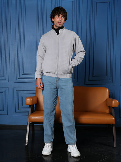 Chevron Panel-Tactile Bomber Jacket