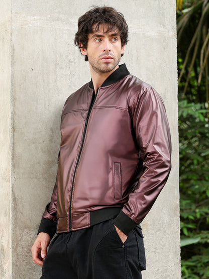 Patent-Panel Bomber Jacket