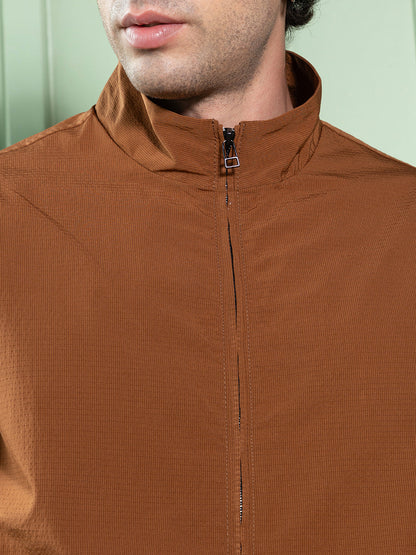 Solid-Textured Bomber Jacket
