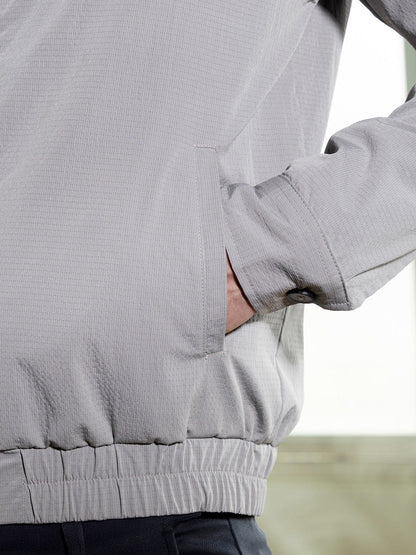 Solid-Textured Bomber Jacket
