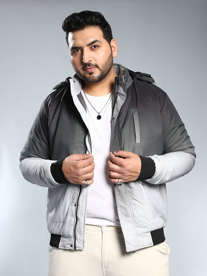 Ombre Puffer Jacket With Fleece Hood