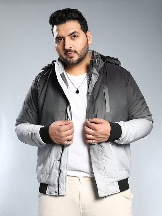 Ombre Puffer Jacket With Fleece Hood
