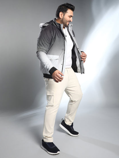 Ombre Puffer Jacket With Fleece Hood