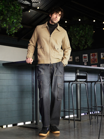 Zip-Front Crease-Tactile Jacket