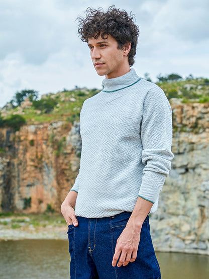 Herringbone Textured Pullover Sweater