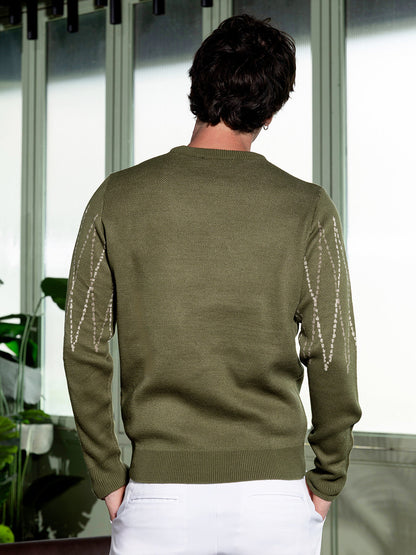 Zigzag-Jacquard Pullover Sweater
