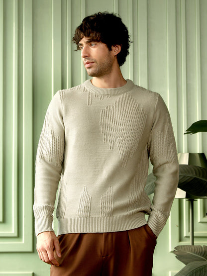 Drip-Jacquard Pullover Sweater