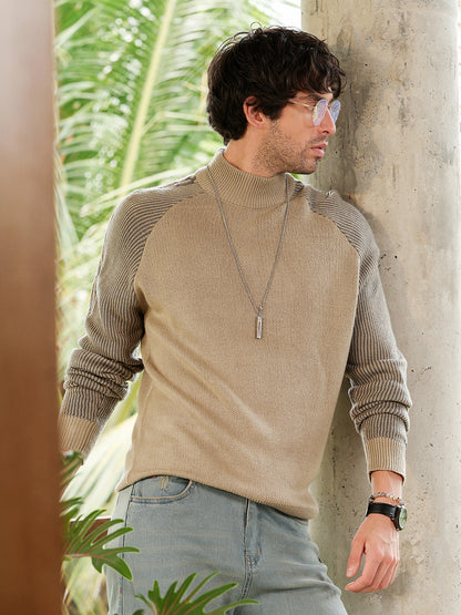 Self-Raglan Knit Pullover Sweater