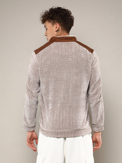 Zip-Front Cable Knit Jacket