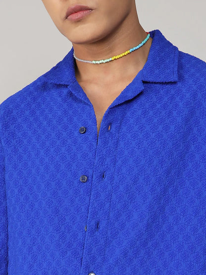 Textured Geometric Oversized Shirt