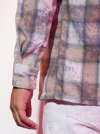 Tie-Dye Plaid Oversized Shirt