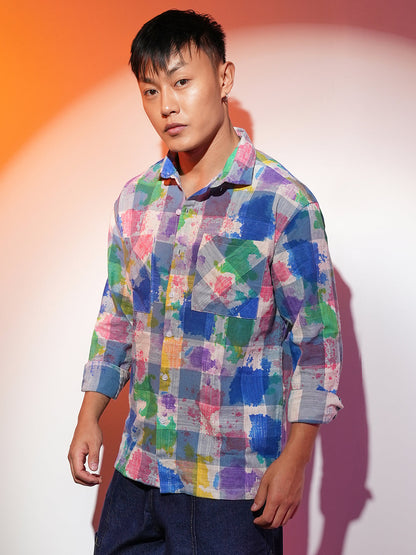 Splash Check Oversized Shirt