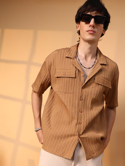 Tactile-Lined Oversized Shirt