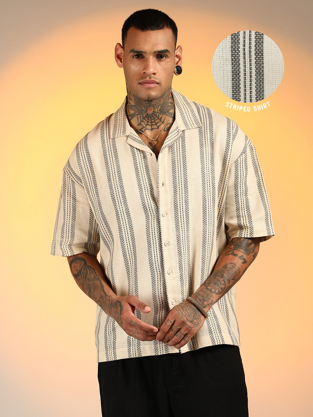 Woven Striped Oversized Shirt