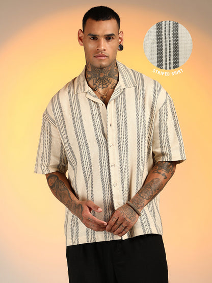 Woven Striped Oversized Shirt
