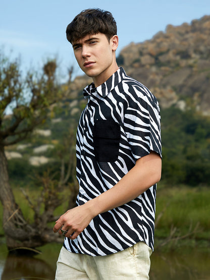 Zebra-Lined Oversized Shirt