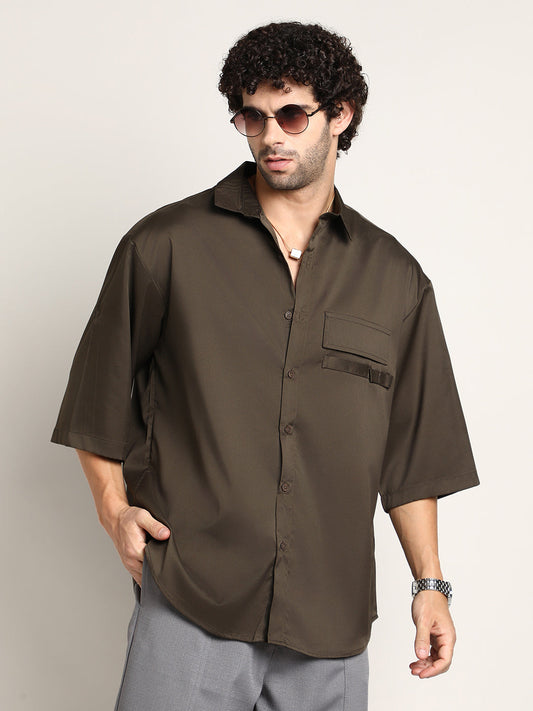 Satin-Utility Oversized Shirt