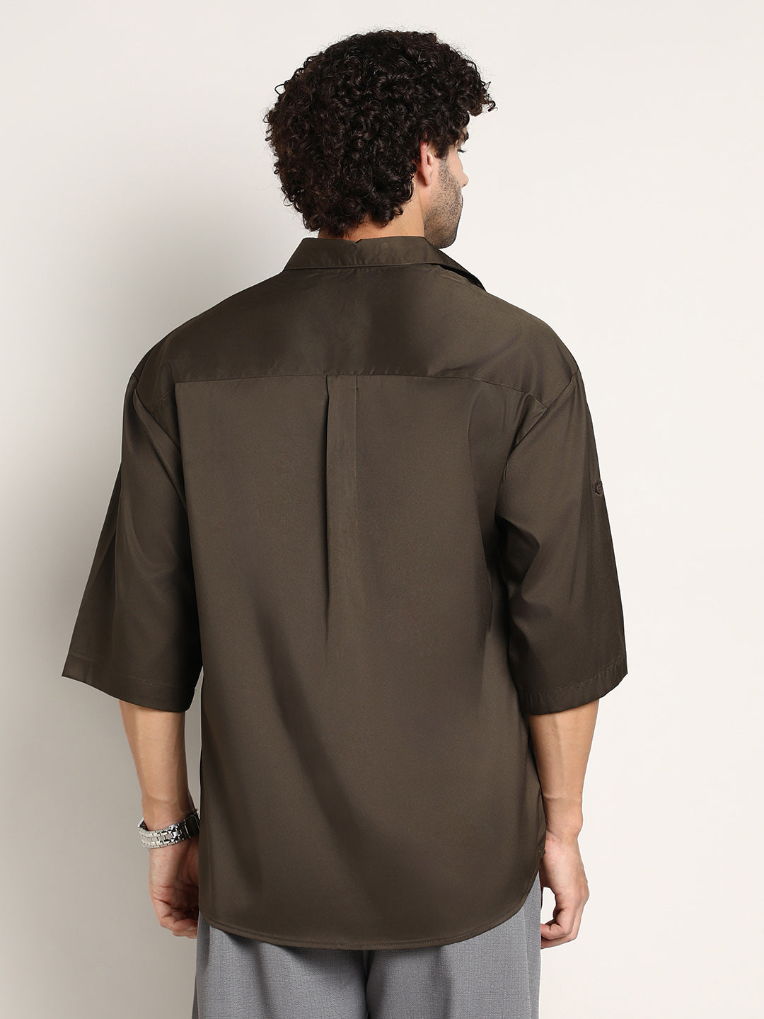 Satin-Utility Oversized Shirt