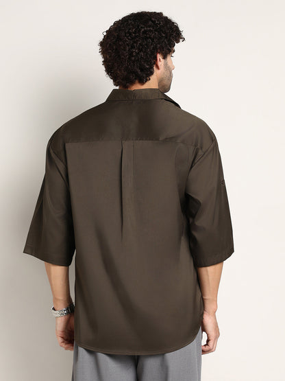 Satin-Utility Oversized Shirt