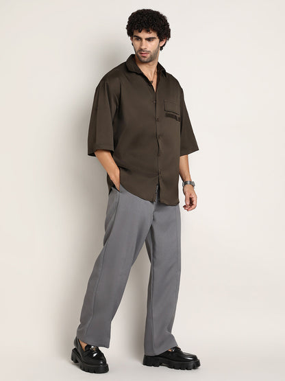 Satin-Utility Oversized Shirt