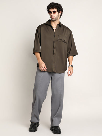 Satin-Utility Oversized Shirt