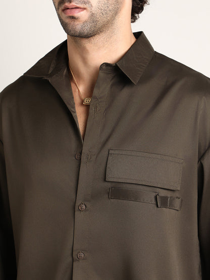 Satin-Utility Oversized Shirt