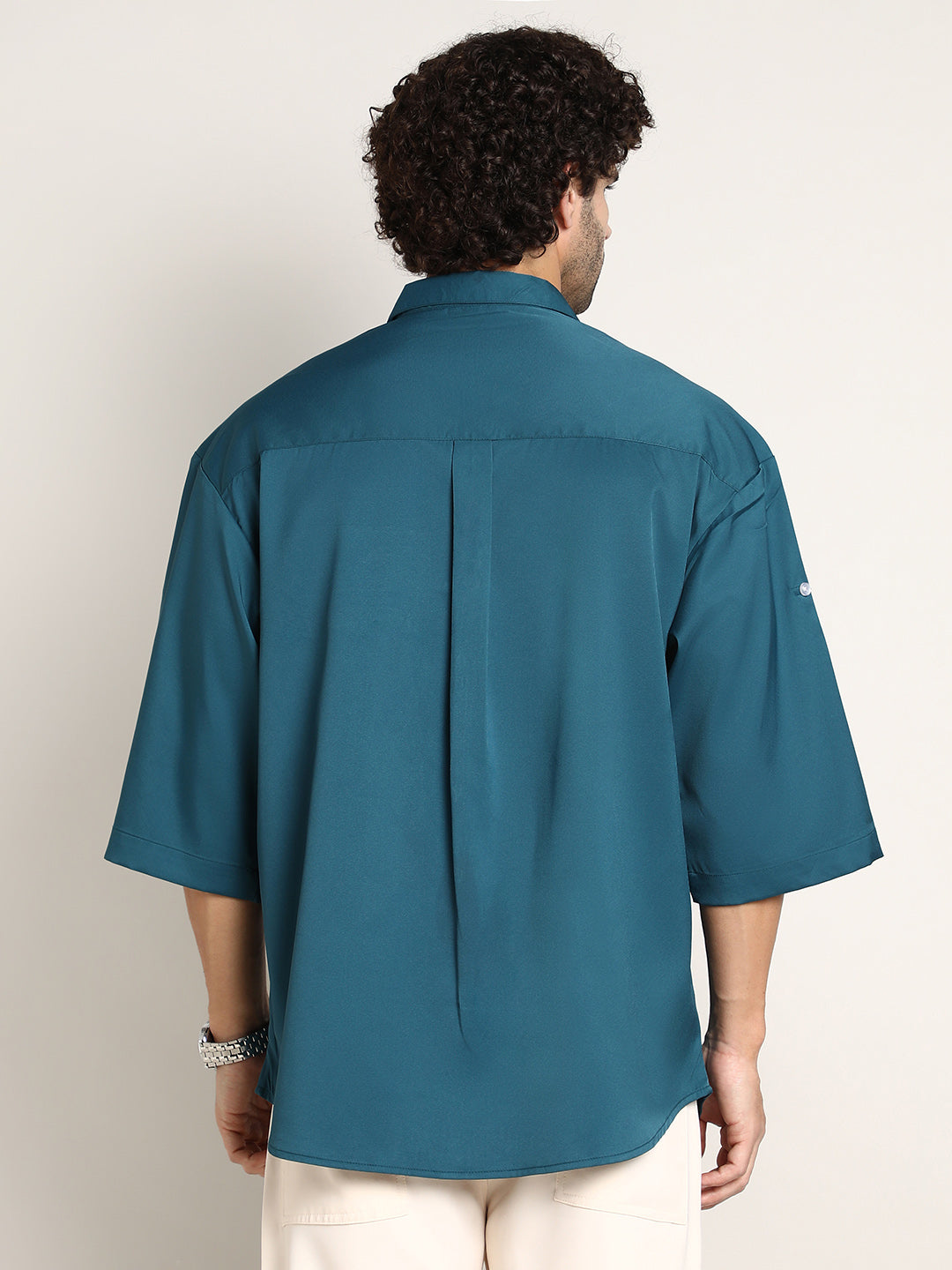 Satin-Utility Oversized Shirt