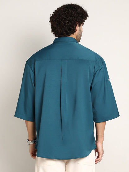 Satin-Utility Oversized Shirt