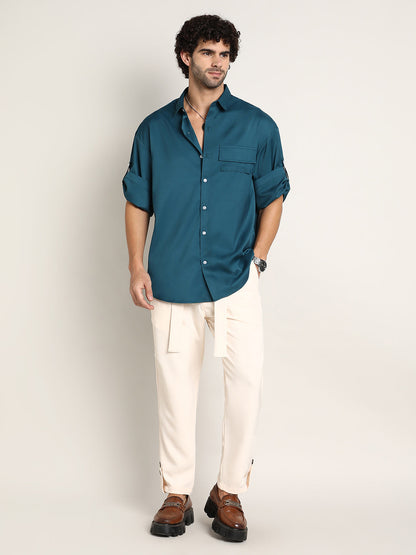 Satin-Utility Oversized Shirt