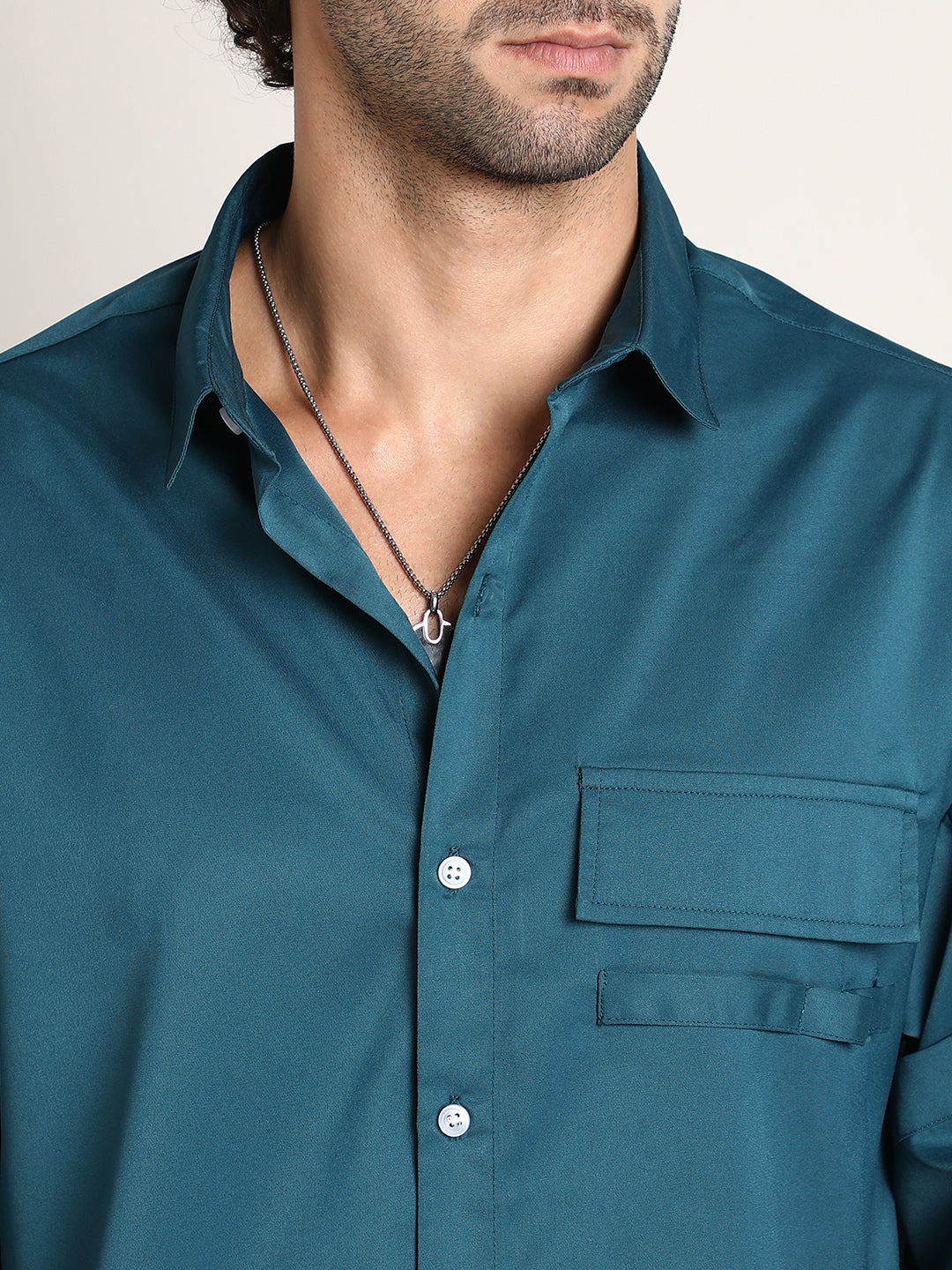 Satin-Utility Oversized Shirt