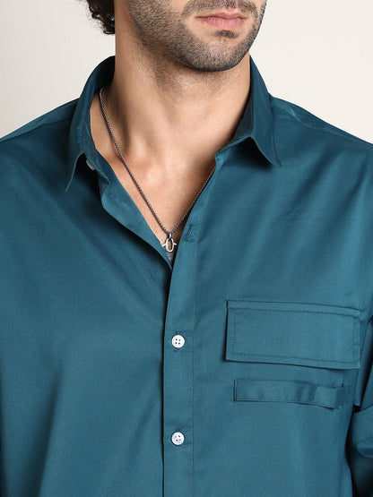 Satin-Utility Oversized Shirt