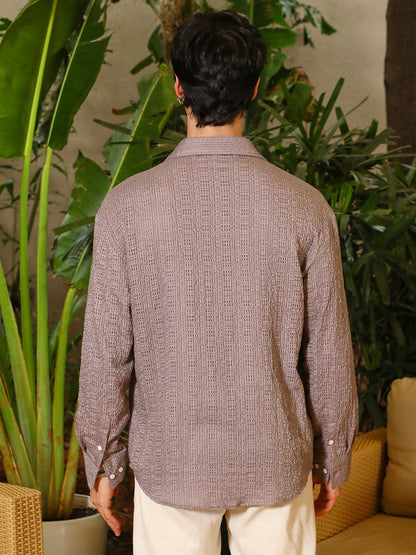Straw-Tactile Utility Oversized Shirt