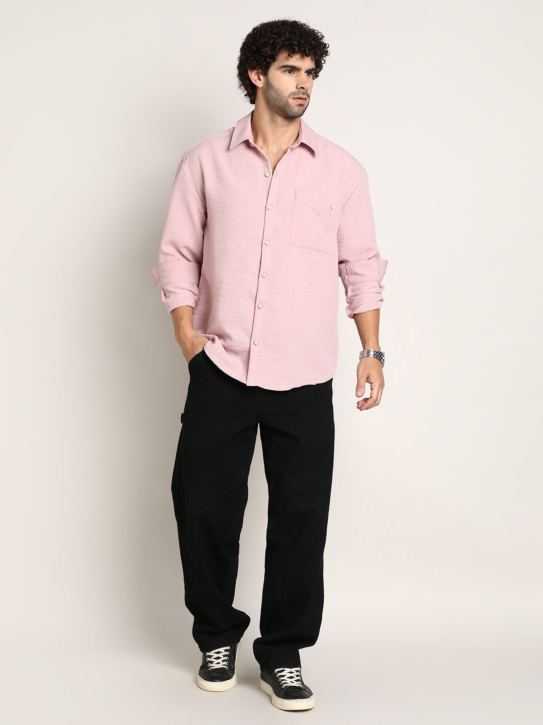 Modular Solid Oversized Shirt