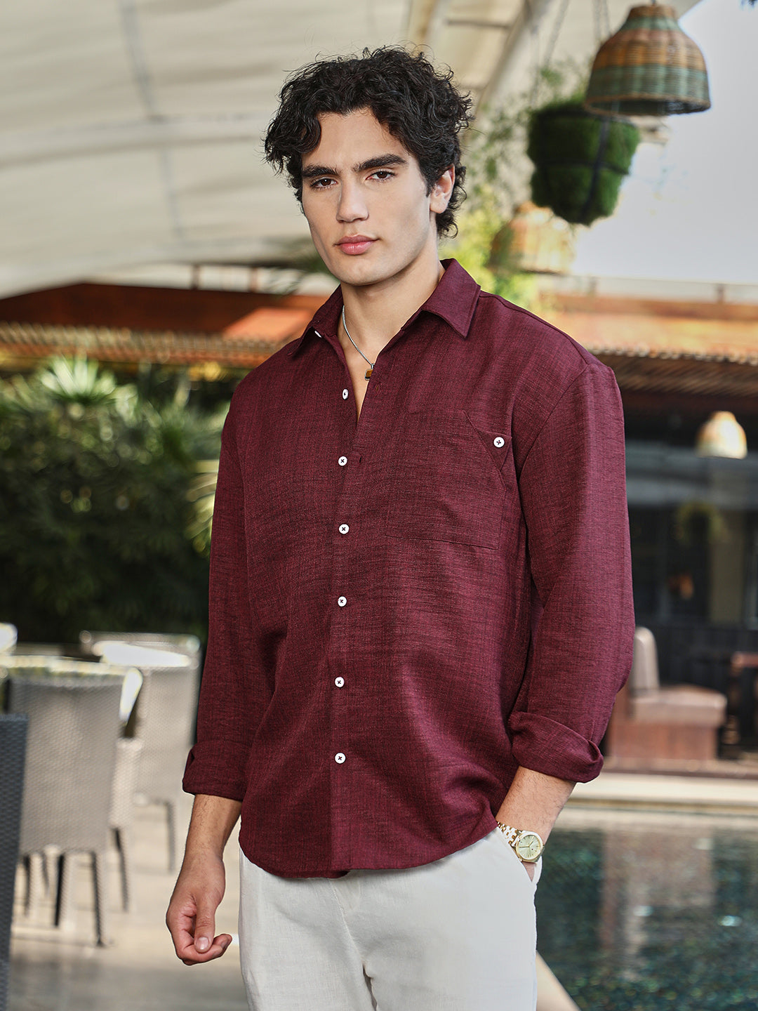 Modular Solid Oversized Shirt