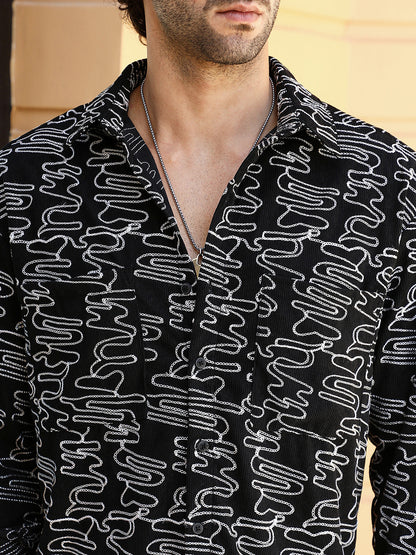 Groovy-Stitch Corduroy Oversized Shirt