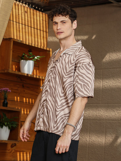 Zebra Satin Oversized Shirt