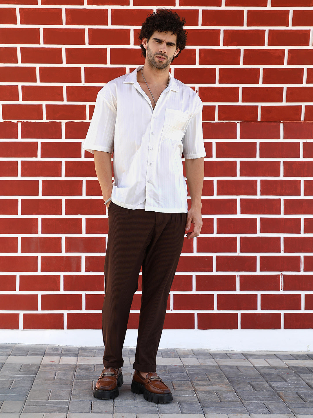 Unbalanced-Ridge Oversized Shirt