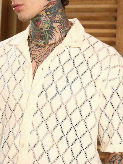 Argyle-Crochet Resort Shirt