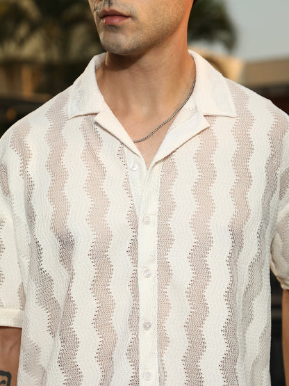 Swirl Open-Knit Resort Shirt